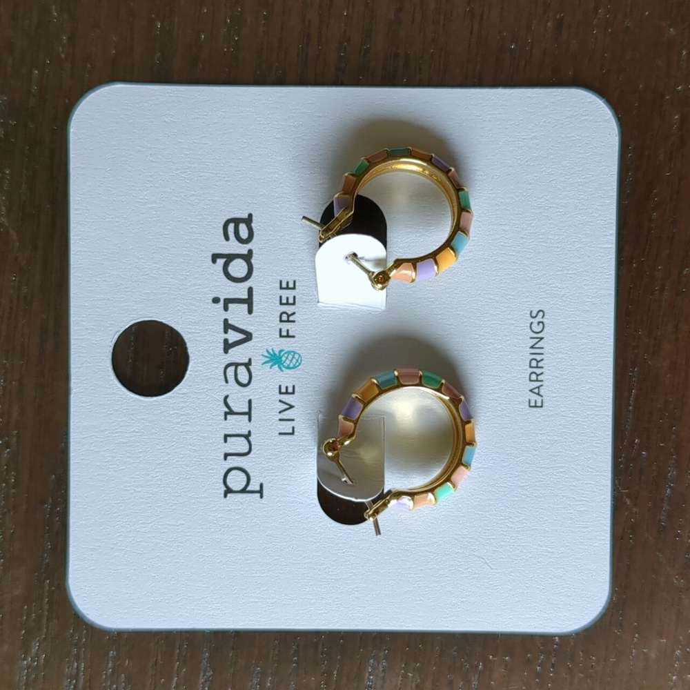 Pura Vida Sunset Striped Hoops - NWT